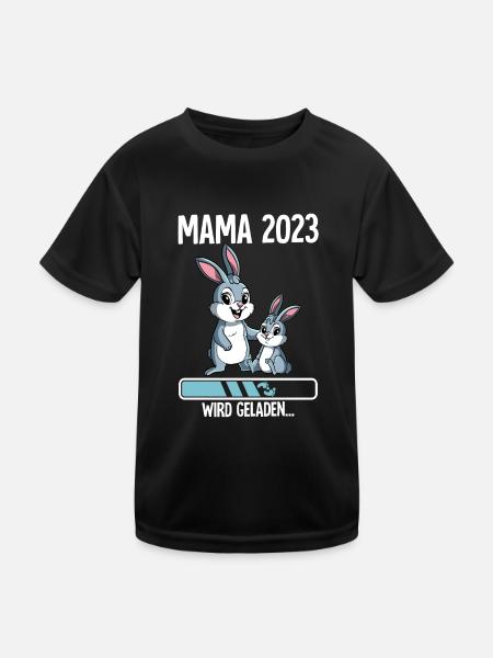 Werdende Mama 2023 - Kinder Funktions-T-Shirt - Schwarz - Vorne