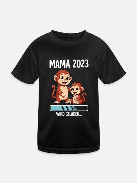 Werdende Mama 2023 - Kinder Funktions-T-Shirt - Schwarz - Vorne