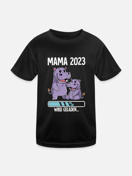 Werdende Mama 2023 - Kinder Funktions-T-Shirt - Schwarz - Vorne