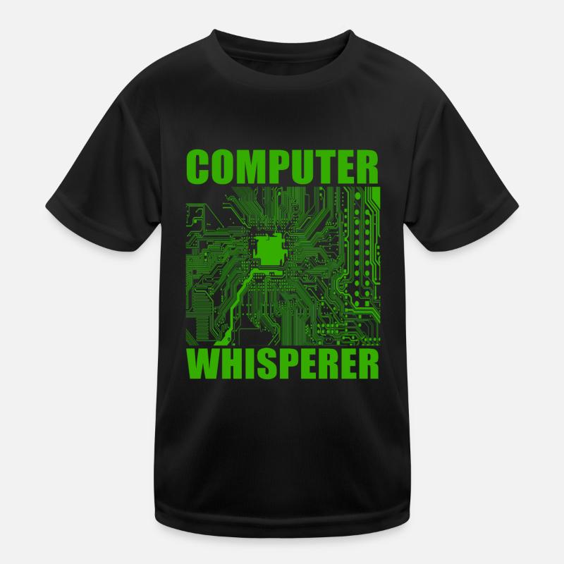 Computer whispering funny geek it technical Kids Functional T-Shirt