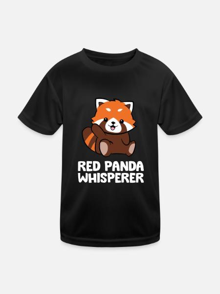 Panda Rouge Chuchoteur Doux Panda Rouge - T-shirt sport Enfant - noir - Devant