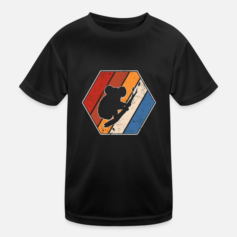 Koala Retro - Kinder Funktions-T-Shirt - Schwarz