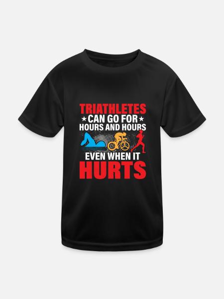 Triathletes can go for hours and hours Tri Triat - Kids Functional T-Shirt - black - Front