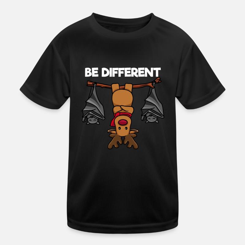 Be Different Rentier auf Baum mit Fledermäusen Kinder Funktions-T-Shirt