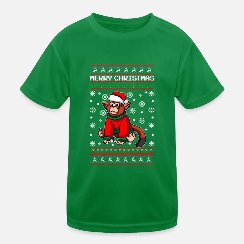 Affe mit Sweater Ugly Christmas Kinder Funktions-T-Shirt