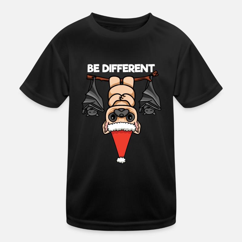 Be Different Mops Fledermaus Weihnachtsmann Kinder Funktions-T-Shirt