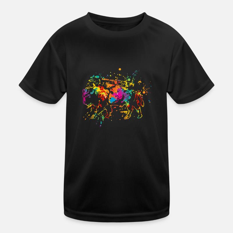Büffel Ochse Vintage Bison Kinder Funktions-T-Shirt