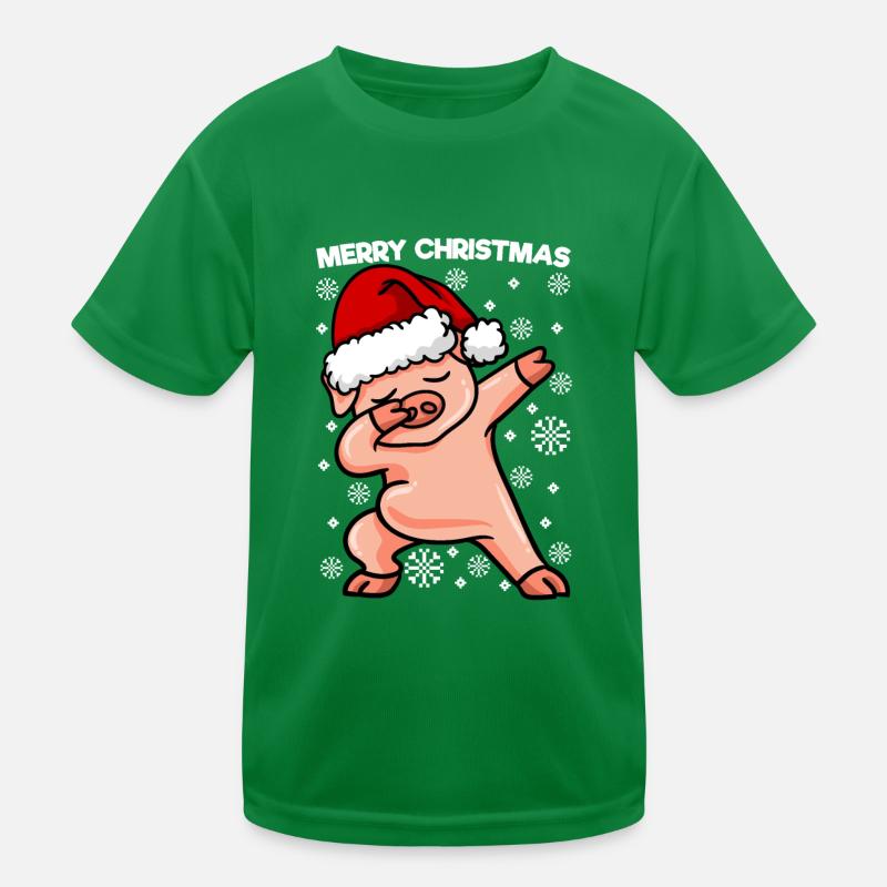 Dabbing Pig Joyeux Noël T-shirt sport Enfant