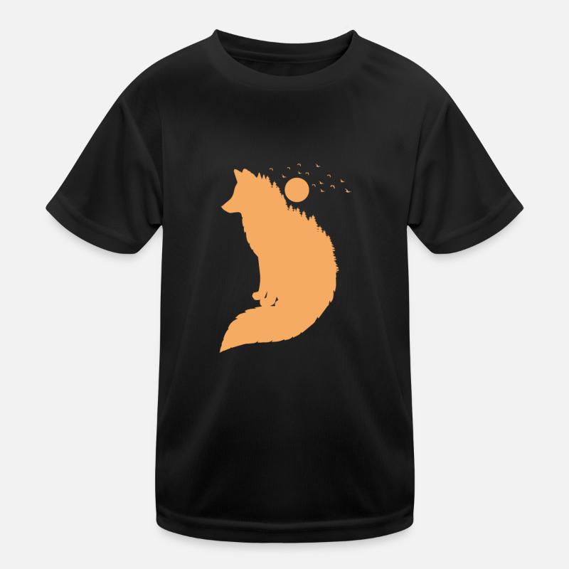 Fuchs vor Mond Rotfuchs Wildtier Kinder Funktions-T-Shirt