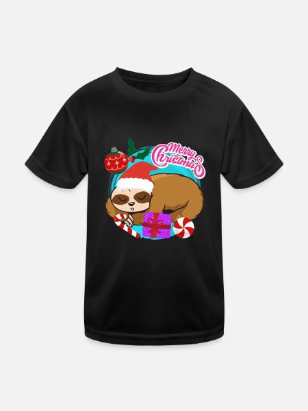 Noël paresseux Joyeux Noël - T-shirt sport Enfant - noir - Devant