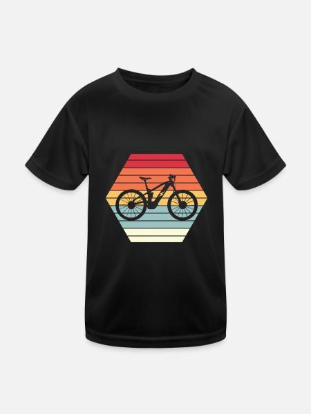 Vélo électrique EBike Retro Sunset Cycling - T-shirt sport Enfant - noir - Devant