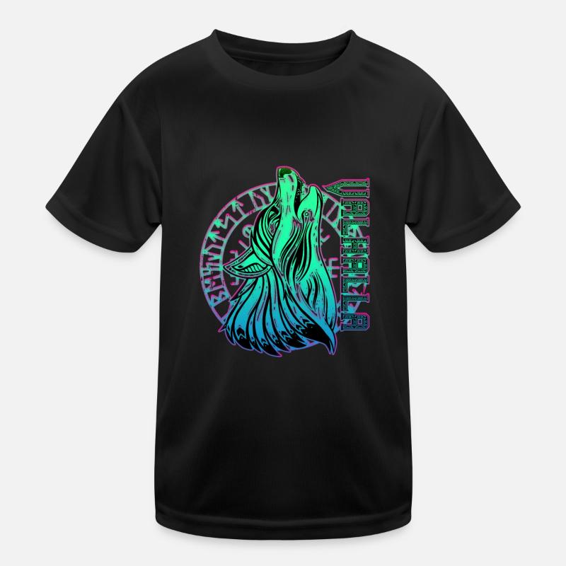 Valhalla Wolf Odin Runes Nordic Compass Kids Functional T-Shirt