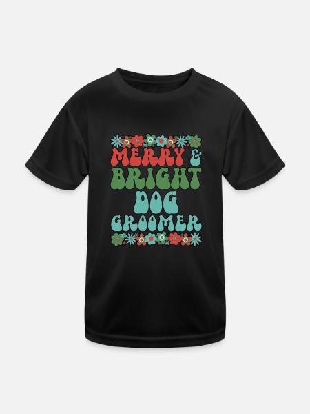 Dog Groomer Christmas Dog Grooming Xmas Gifts - Kids Functional T-Shirt - black - Front