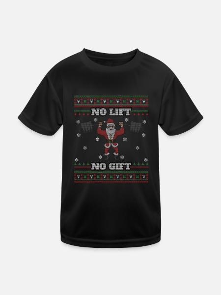 Santa Muskelübung Lift Liebe hässliche Weihnachten - Kinder Funktions-T-Shirt - Schwarz - Vorne