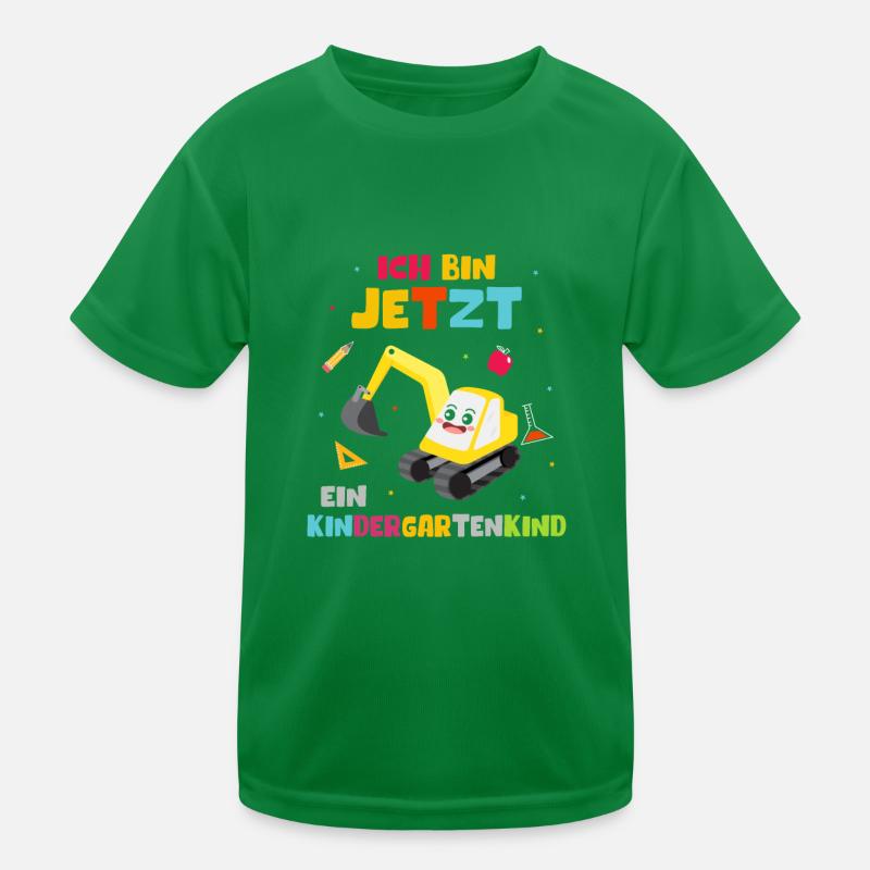 Ich bin jetzt ein Kindergartenkind Bagger Kinder Funktions-T-Shirt