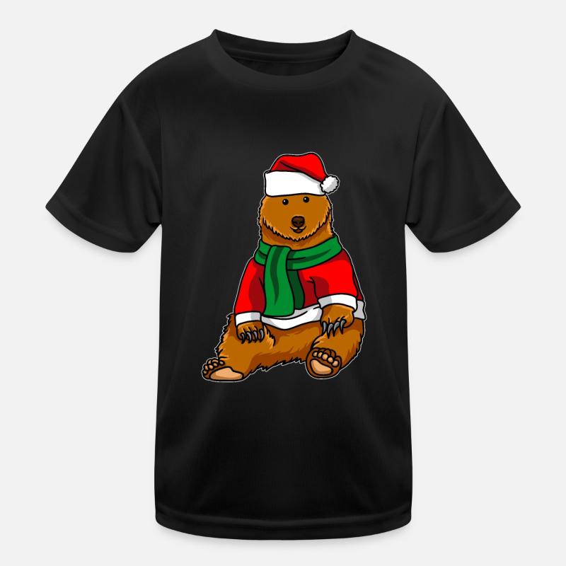 Bär Braunbär in Weihnachts Kostüm Kinder Funktions-T-Shirt