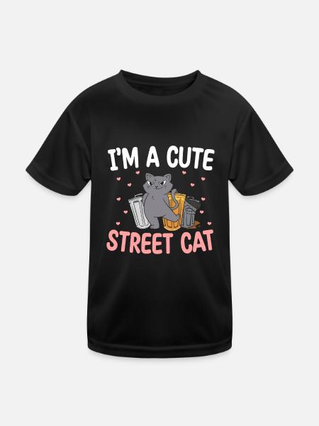 Mignon chat de rue Multon chatte chatte - T-shirt sport Enfant - noir - Devant