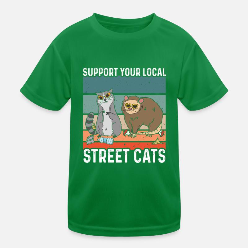 Support Your Local Street Cats Waschbär Geschenk Kinder Funktions-T-Shirt