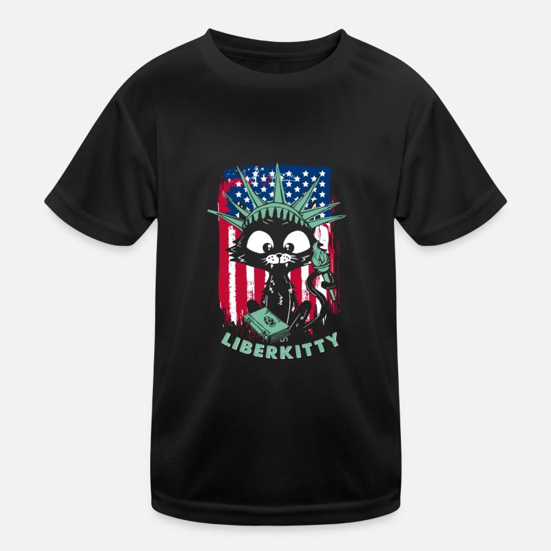 Katze Freiheitsstatue Liberkitty Kinder Funktions-T-Shirt