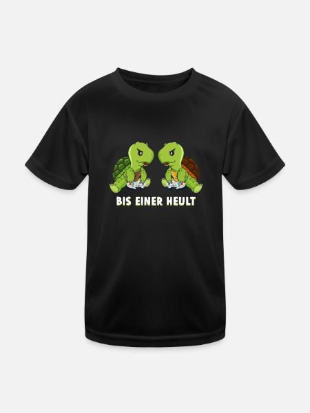 Bis Einer Heult Gamer Schildkröte - Kinder Funktions-T-Shirt - Schwarz - Vorne