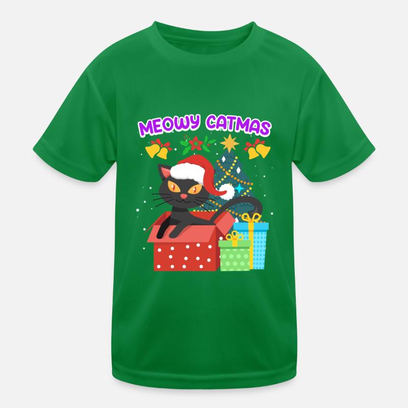 Meowy Catmas Kinder Funktions-T-Shirt