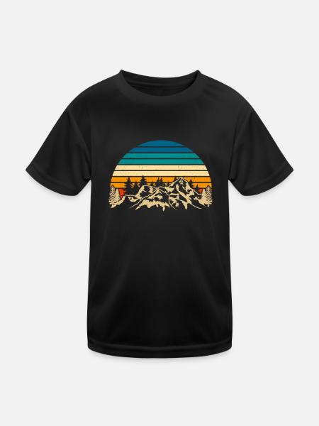 Wildlife Trees Outdoors Nature Retro Forest - Kids Functional T-Shirt - black - Front