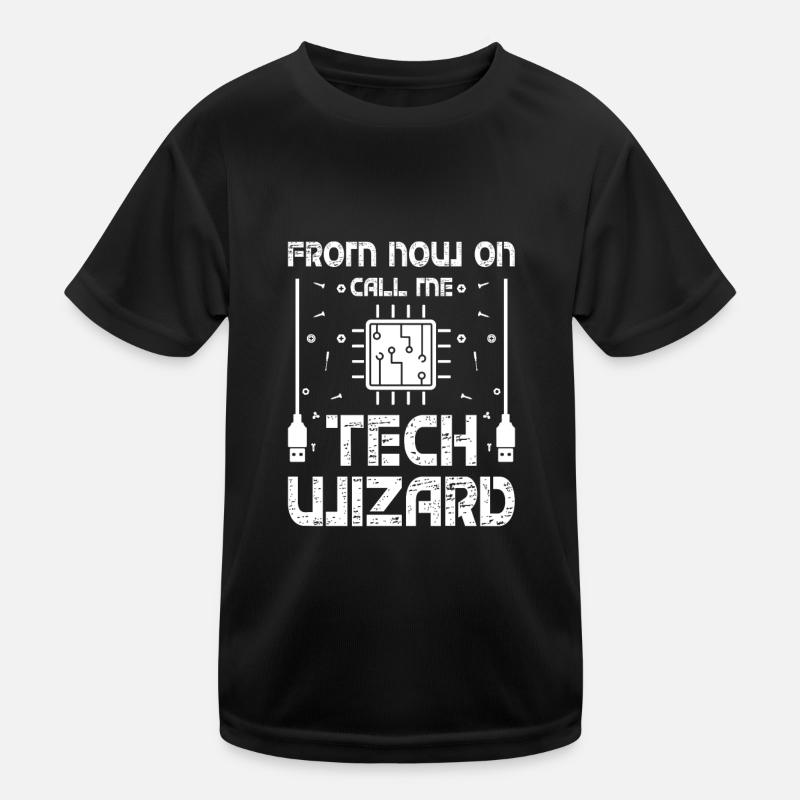 Call Me Tech Wizard Funny IT Support Computer Kids Functional T-Shirt