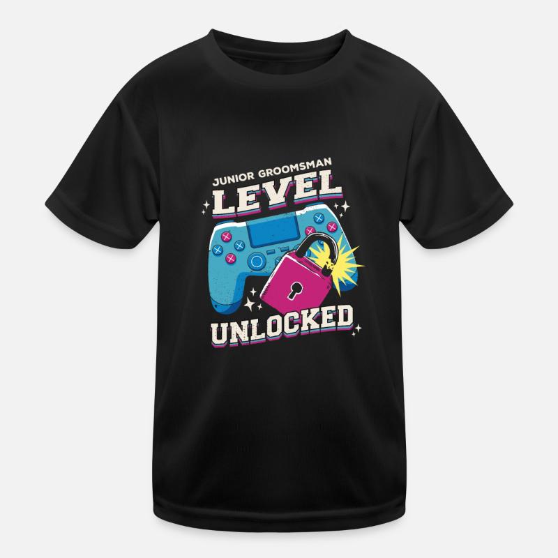 Vintage Cute Junior Groomsman Gaming Wedding Kids Functional T-Shirt