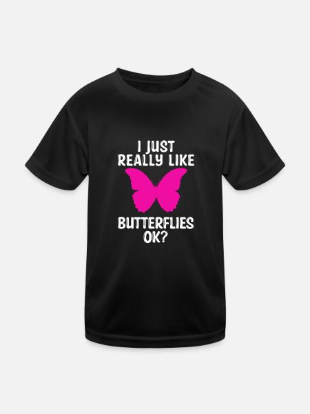 Schmetterlinge Spruch Schmetterling - Kinder Funktions-T-Shirt - Schwarz - Vorne