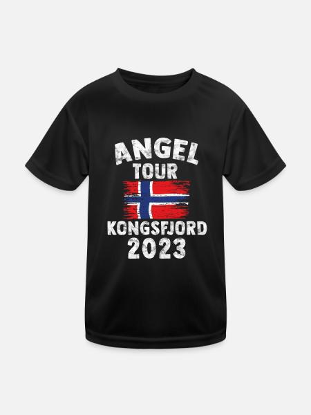 KONGSFJORD 2023 - Angel Tour Norwegen - Kinder Funktions-T-Shirt - Schwarz - Vorne