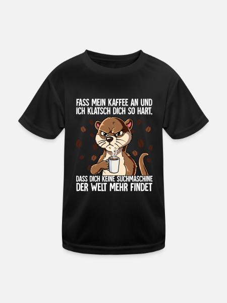 Fass mein Kaffee an und ich klatsch dich Kaffee - Kinder Funktions-T-Shirt - Schwarz - Vorne