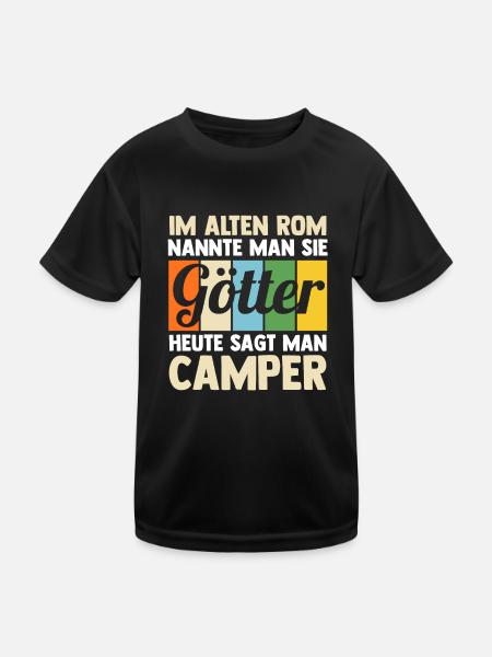 Wohnmobil Wohnwagen Caravan Camper Camping - Kinder Funktions-T-Shirt - Schwarz - Vorne