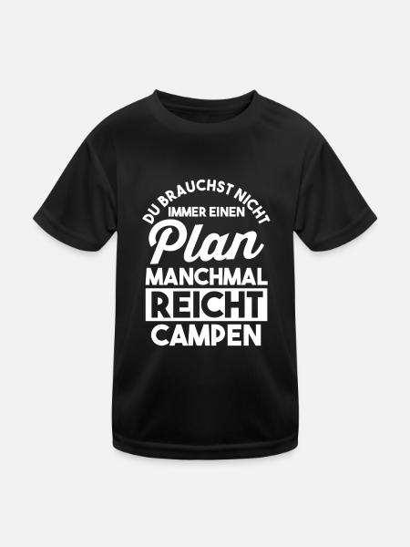 Wohnmobil Wohnwagen Caravan Camper Camping - Kinder Funktions-T-Shirt - Schwarz - Vorne