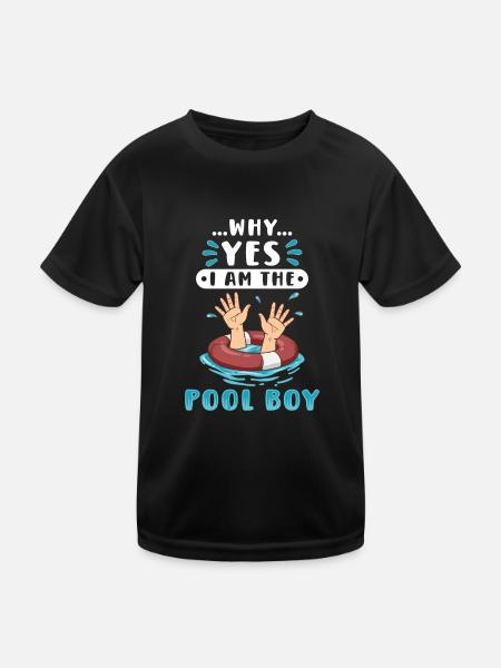 Schwimmer Scuba Diving Pool Boy Wassersport - Kinder Funktions-T-Shirt - Schwarz - Vorne