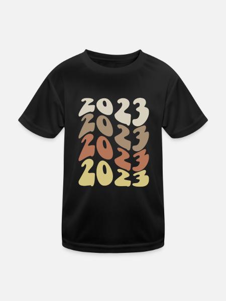 2023 In Vier Farben - Kinder Funktions-T-Shirt - Schwarz - Vorne
