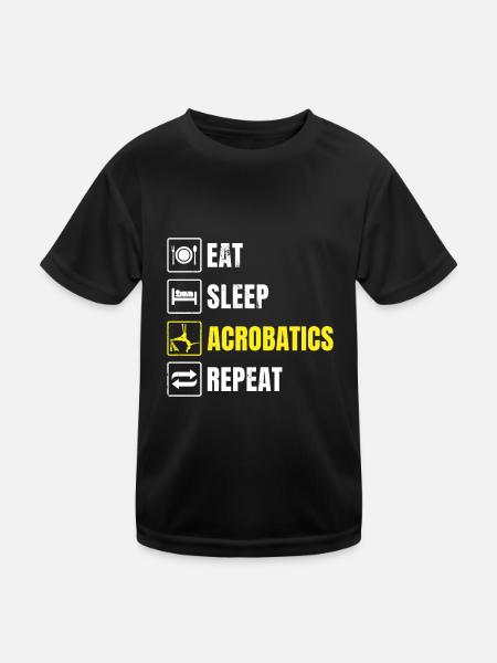 Eat Sleep Acrobatics Repeat Acrobat Gymnastics Gym - Kinder Funktions-T-Shirt - Schwarz - Vorne