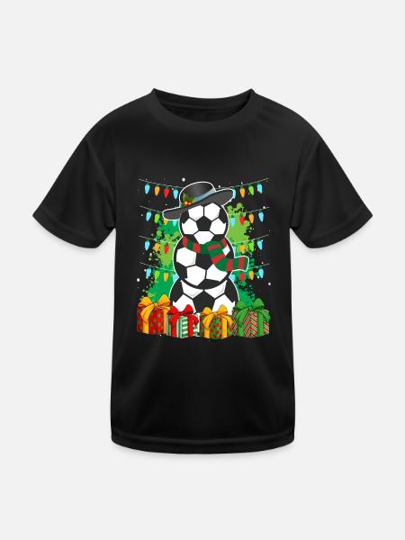 Football Snowman Football Fan Football Player - Kids Functional T-Shirt - black - Front