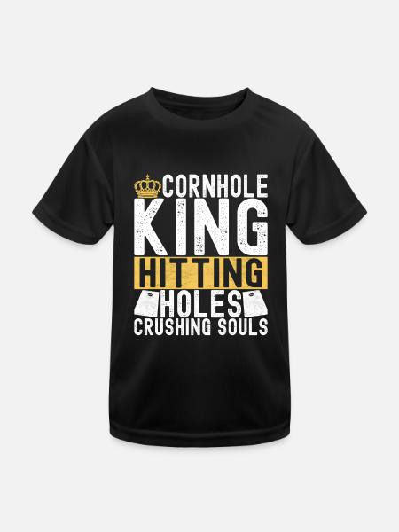 Cornhole Spieler Cornhole Board - Kinder Funktions-T-Shirt - Schwarz - Vorne