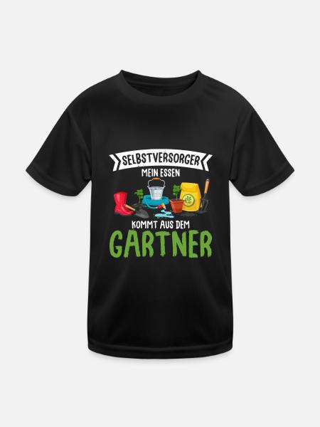 Selbstversorger Mein Essen Kommt Aus Dem Garten - - Kinder Funktions-T-Shirt - Schwarz - Vorne