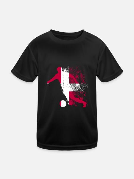 Nationalmannschaft Dänemark Fußball Weltmeister - Kinder Funktions-T-Shirt - Schwarz - Vorne