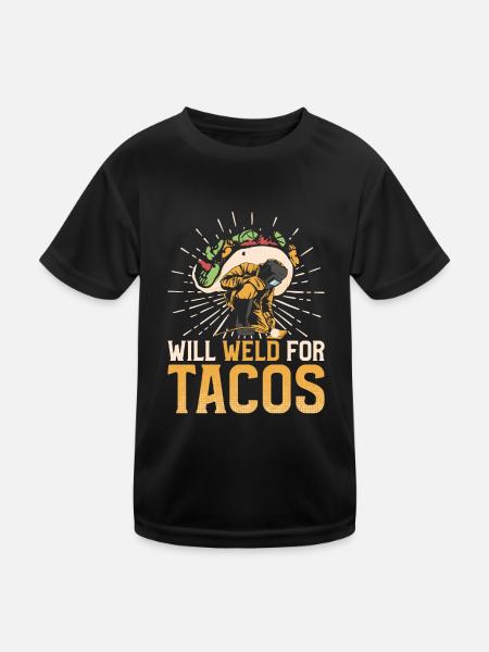 Welder Welding Taco Vintage Will - Kinder Funktions-T-Shirt - Schwarz - Vorne
