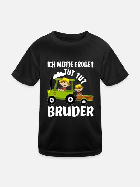 Ich Werde Großer Bruder Bauer & Traktor Idee - Kinder Funktions-T-Shirt - Schwarz - Vorne