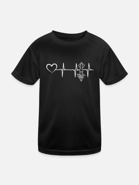 Humboldt Squid Heartline Kalmare Heartbeat Octopus - Kinder Funktions-T-Shirt - Schwarz - Vorne