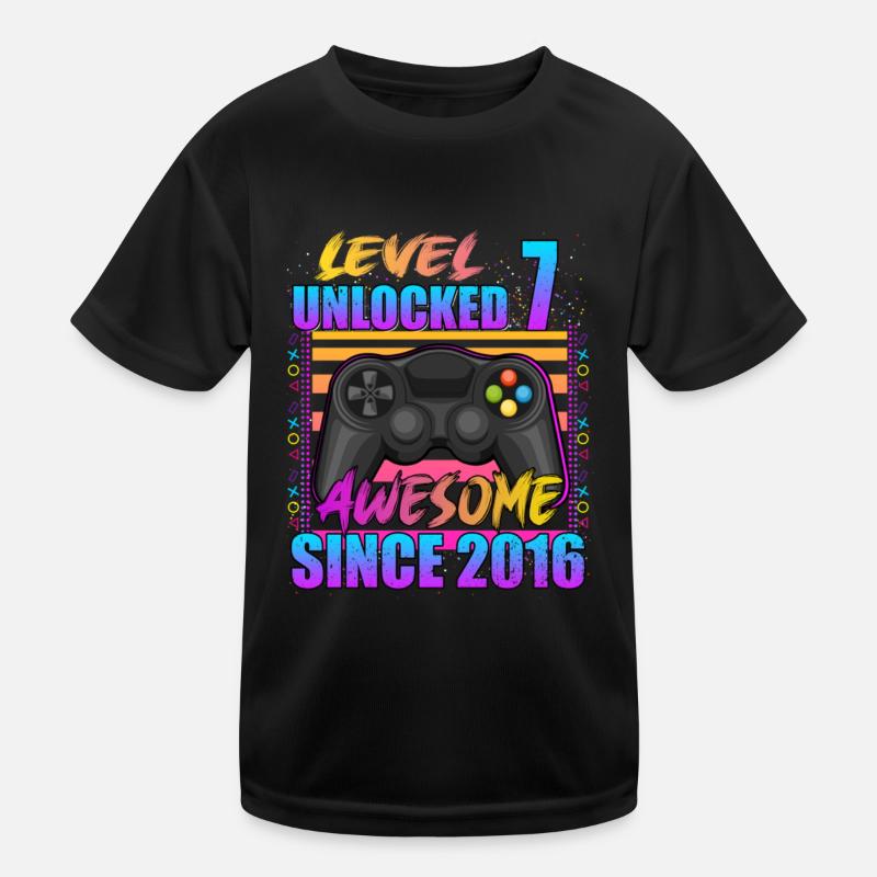 Video Game Level 7 Unlocked Awesome Since 2016 Kids Functional T-Shirt