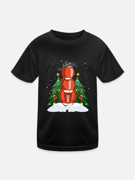 Rugy Snowman Football Player Football - Kids Functional T-Shirt - black - Front