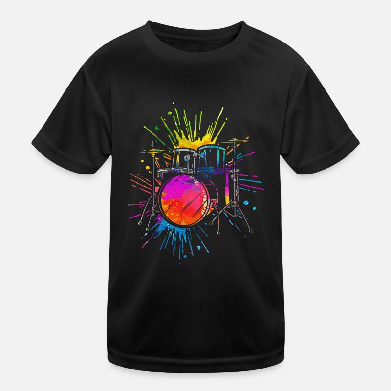 Drums, drummer - Kids Functional T-Shirt - black