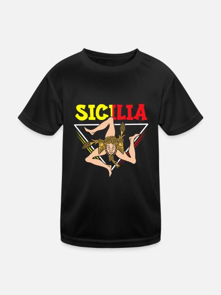Sizilien flagge Sizilien Palermo Italien - Kinder Funktions-T-Shirt - Schwarz - Vorne