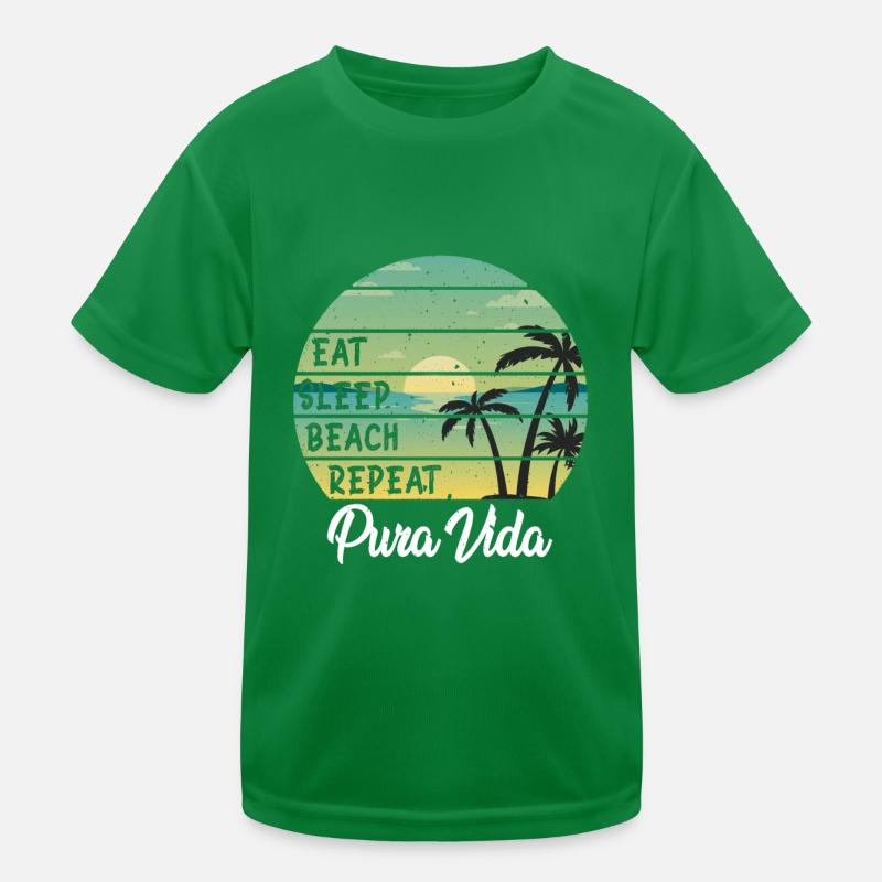 Eat Sleep Beach Repeat Pura Vida Palmen Sunset Kinder Funktions-T-Shirt