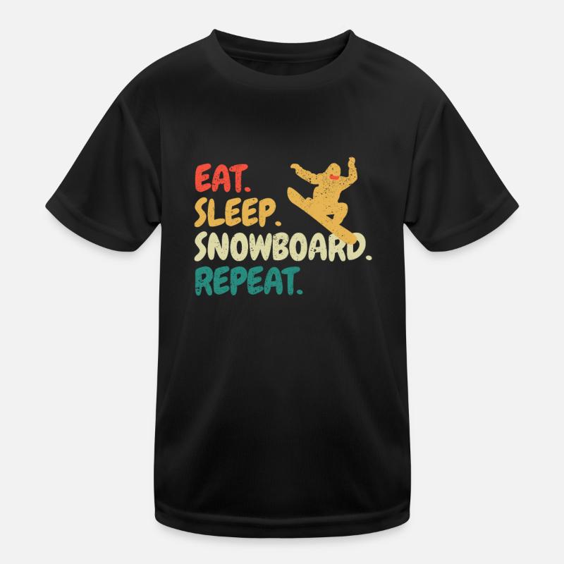 Eat Sleep Snowboard Repeat Snowboarder Funny Snow Kids Functional T-Shirt
