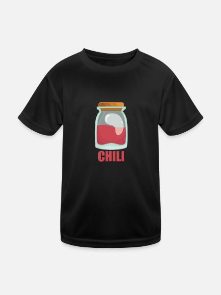 Chili Gewürz Essen Geschmack Kochen - Kinder Funktions-T-Shirt - Schwarz - Vorne